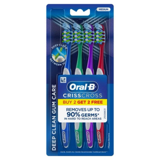 مسواک اورال-بی مدل CRISSCROSS GUM CARE INDICATOR با برس متوسط بسته 4 عددی